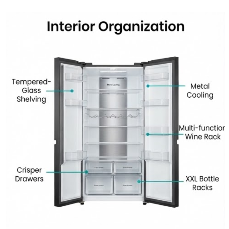 Hisense H780SB-IDL 601L Side-by-Side Refrigerator – Black Stainless Steel