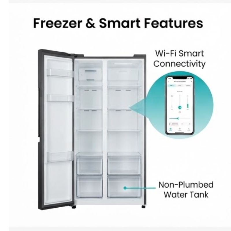 Hisense H780SB-IDL 601L Side-by-Side Refrigerator – Black Stainless Steel