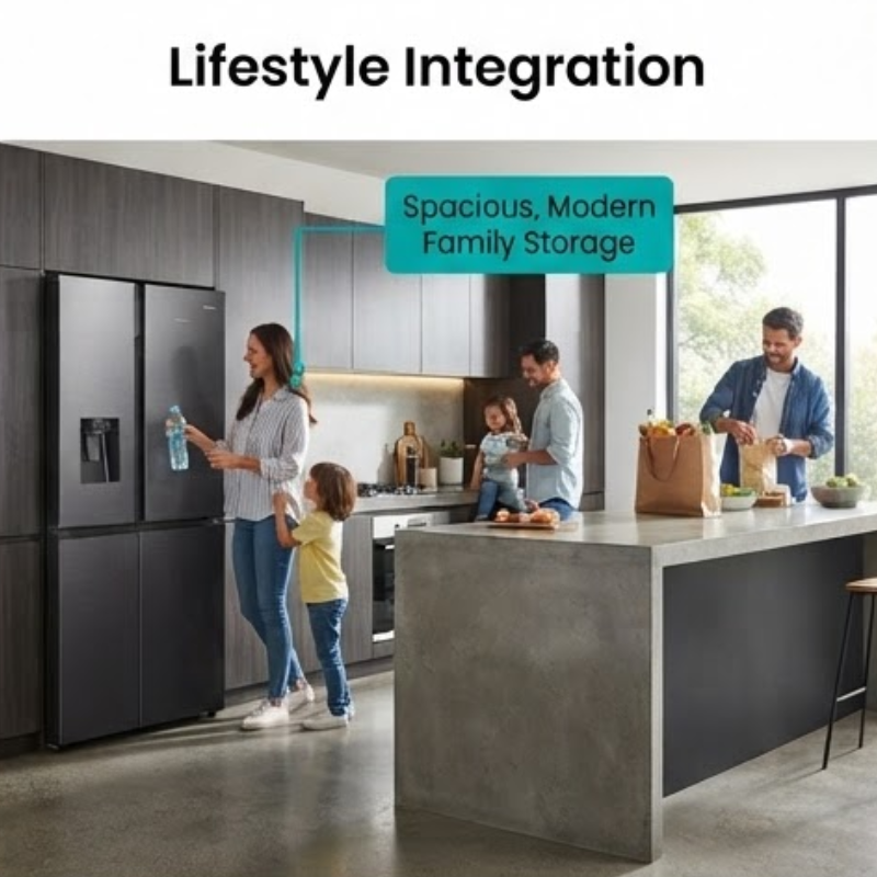Hisense H780SB-IDL 601L Side-by-Side Refrigerator – Black Stainless Steel