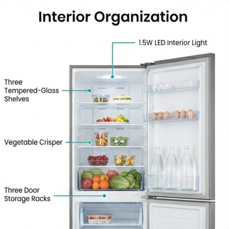 Hisense H450BIT-WD 347L Bottom Mount Refrigerator – Titanium Silver