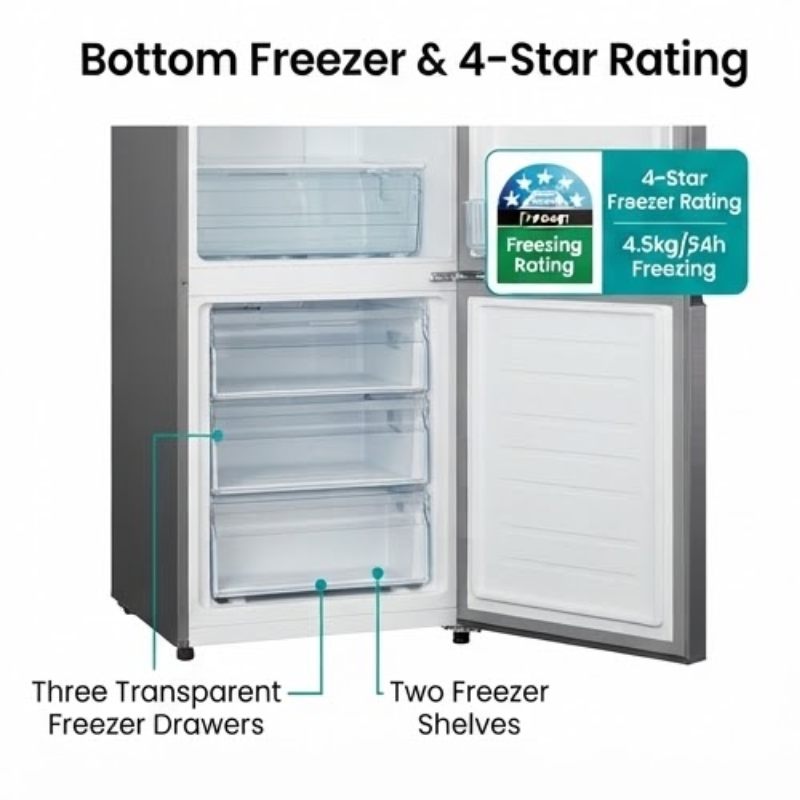 Hisense H450BIT-WD 347L Bottom Mount Refrigerator – Titanium Silver