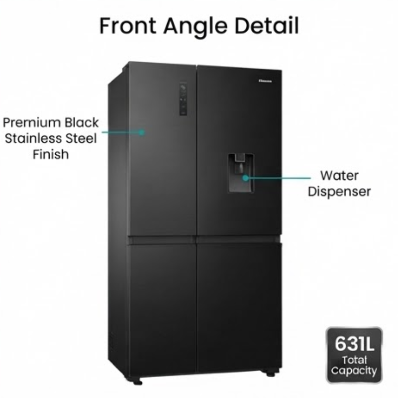 Hisense H800SB-WD 631L Side-by-Side Refrigerator – Black Stainless Steel
