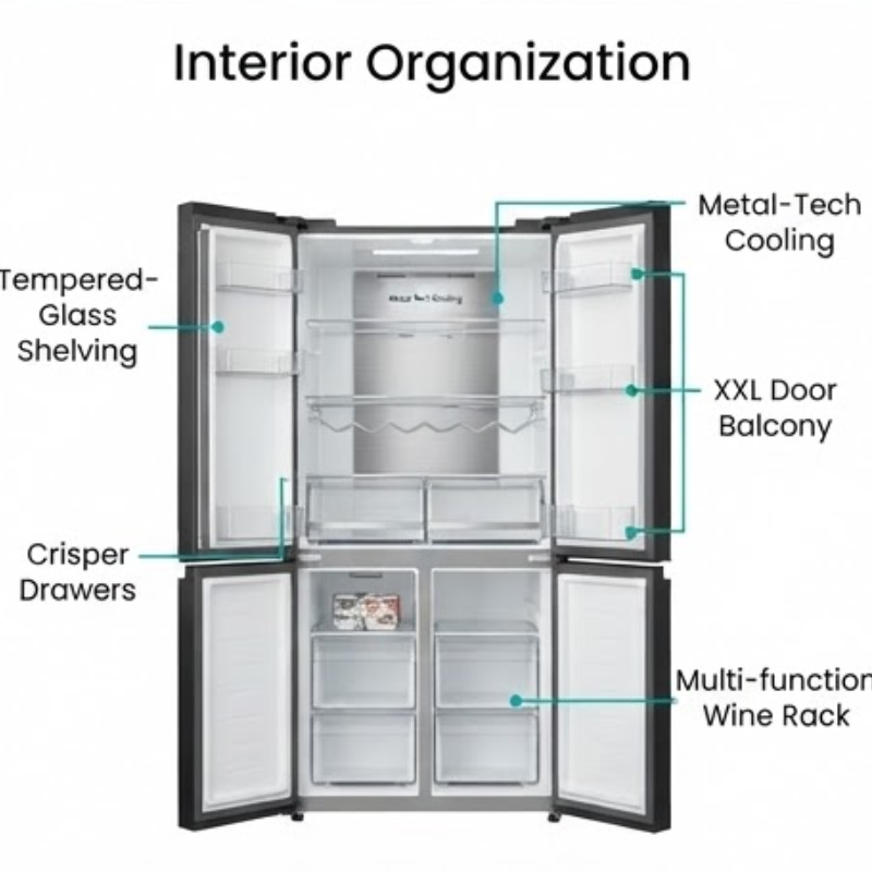 Hisense H800SB-WD 631L Side-by-Side Refrigerator – Black Stainless Steel