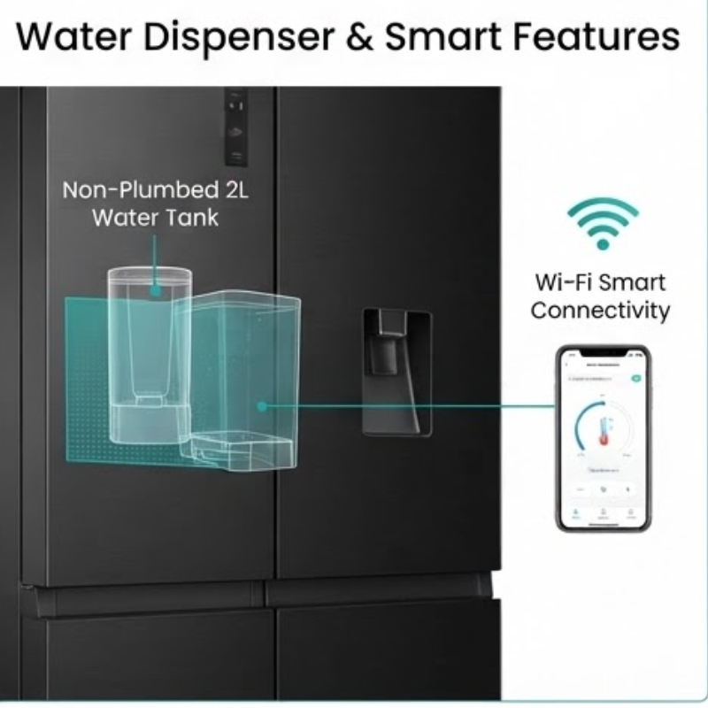 Hisense H800SB-WD 631L Side-by-Side Refrigerator – Black Stainless Steel