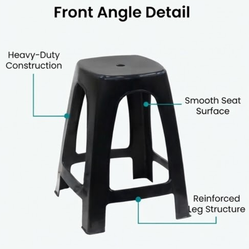 Pack of 4 Heavy-Duty Black Plastic Stackable Stools