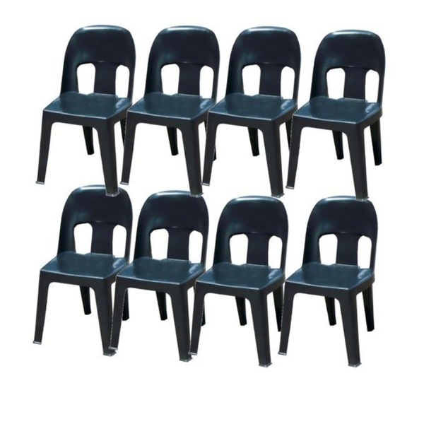 Pack of 8 Black Durable Plastic Party Chairs