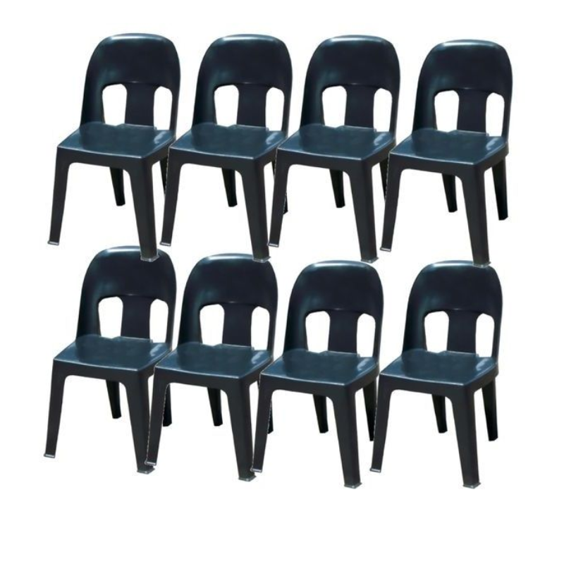 Pack of 8 Black Durable Plastic Party Chairs