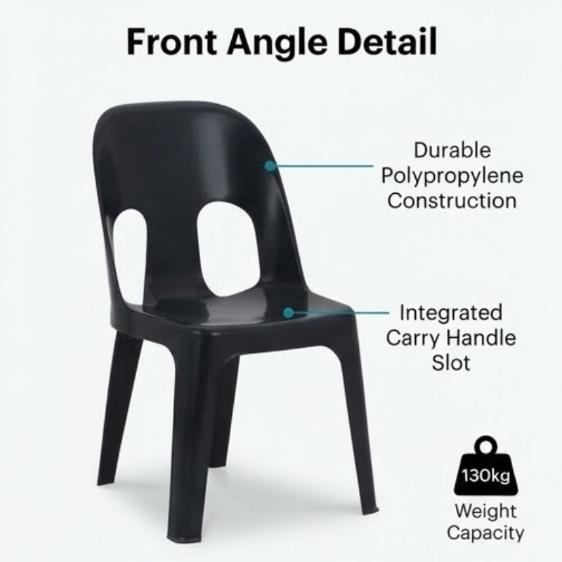 Pack of 3 Black Durable Plastic Party Chairs