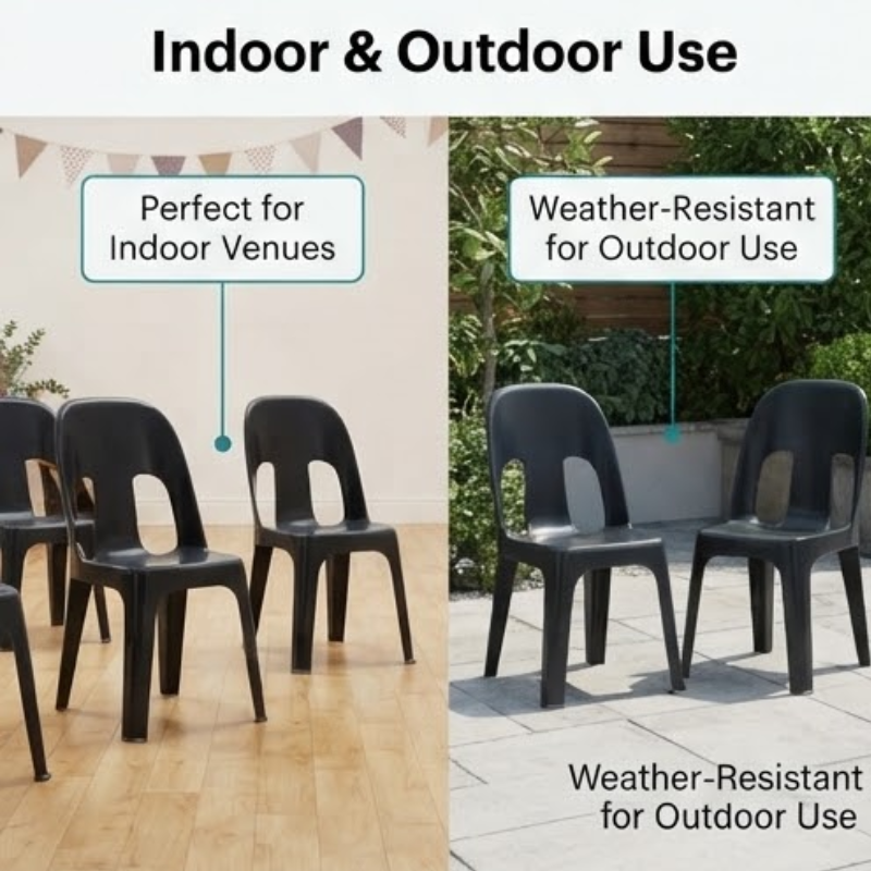 Pack of 2 Black Durable Plastic Party Chairs