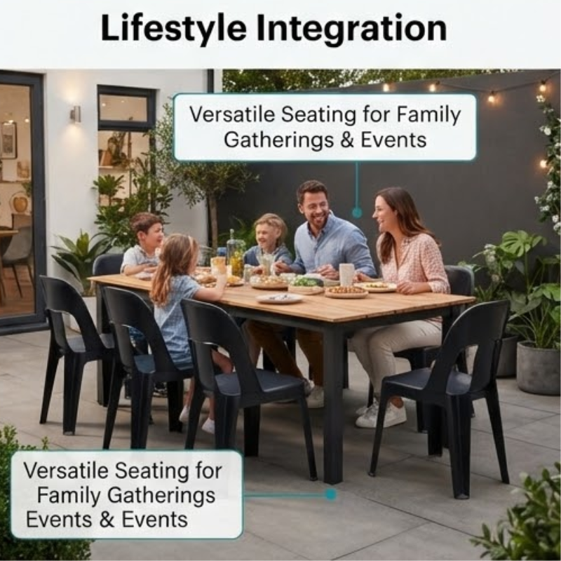 Pack of 3 Black Durable Plastic Party Chairs