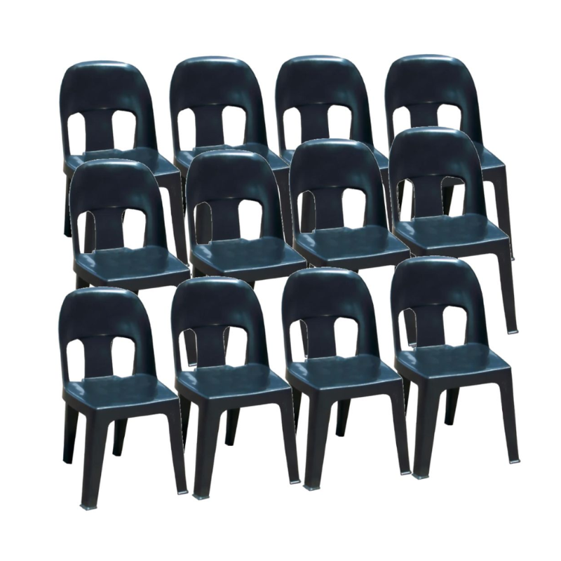 Pack of 12 Black Durable Plastic Party Chairs