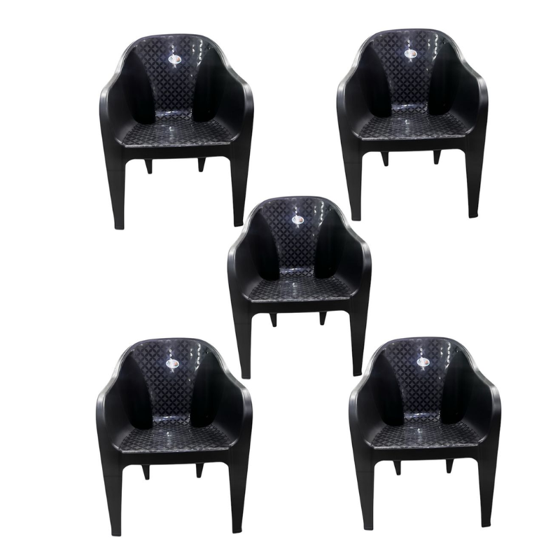 Pack of 5 Heavy-Duty Plastic Chairs with Jumbo Arms
