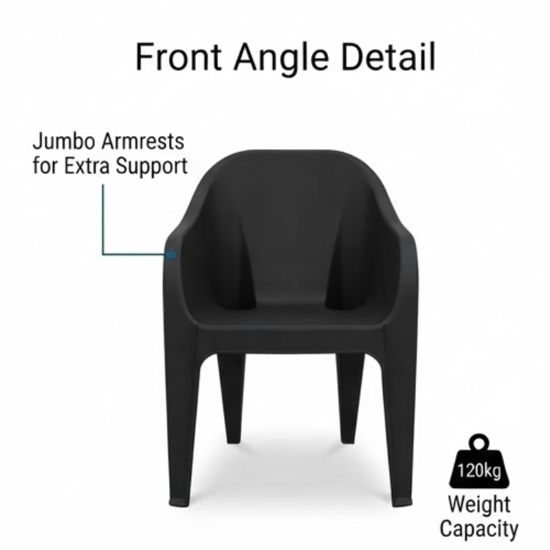 Pack of 5 Heavy-Duty Plastic Chairs with Jumbo Arms