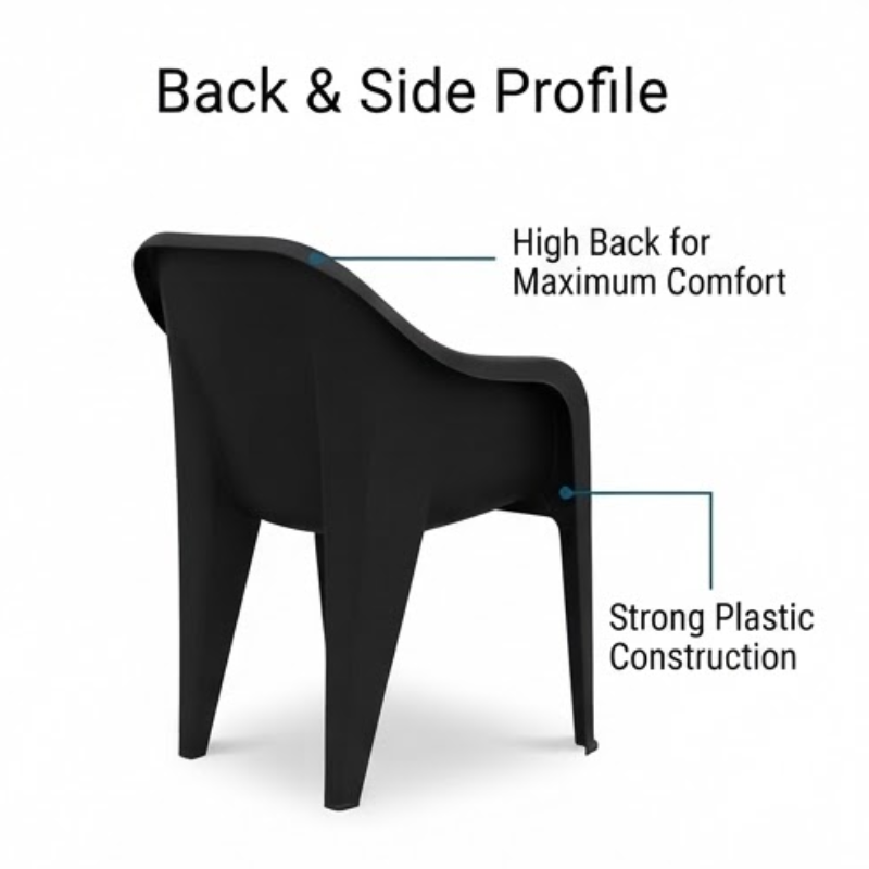 Pack of 5 Heavy-Duty Plastic Chairs with Jumbo Arms