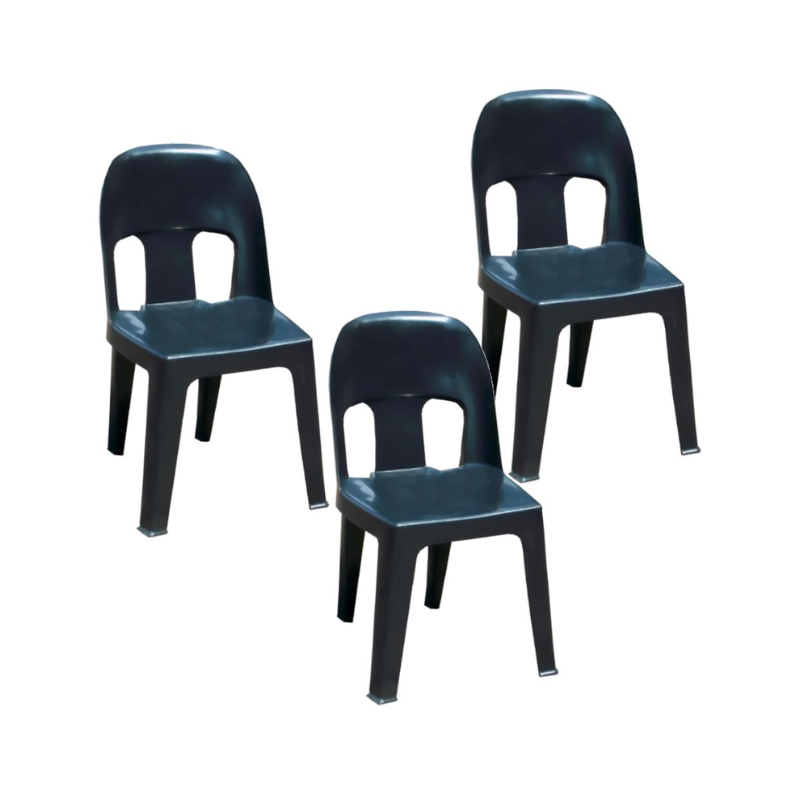 Pack of 3 Black Durable Plastic Party Chairs