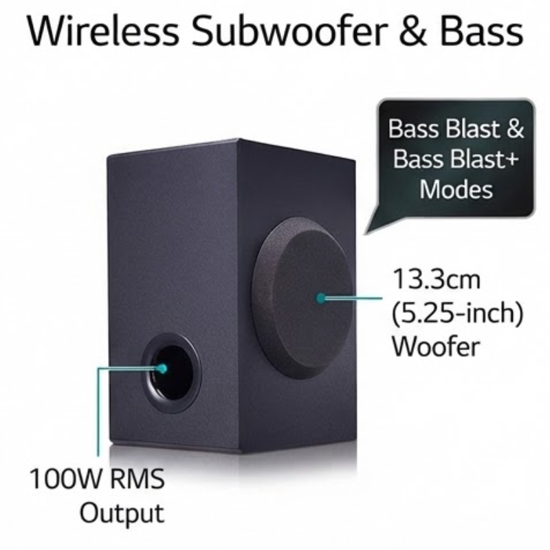 LG SQC1 2.1 Channel 160W Soundbar with Wireless Subwoofer