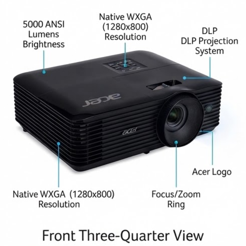 Acer X1328Wi MR.JTW11.004 WXGA 5000 Lumens 3D DLP Wireless Projector