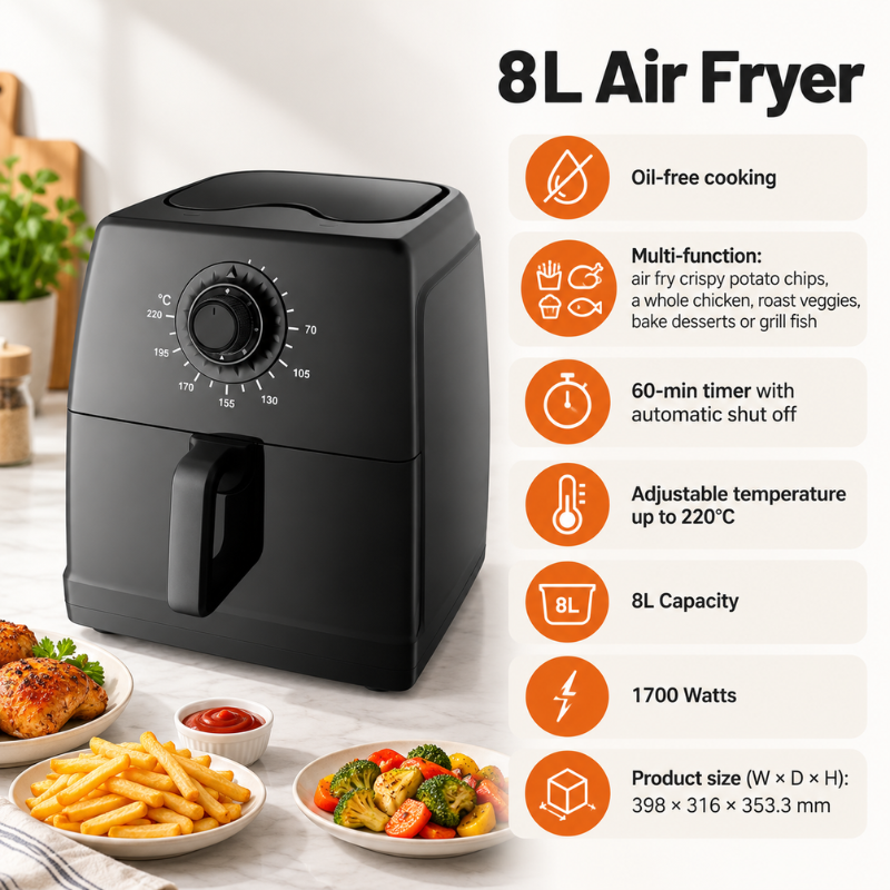 8L Air Fryer – Oil-Free Multifunctional Cooker