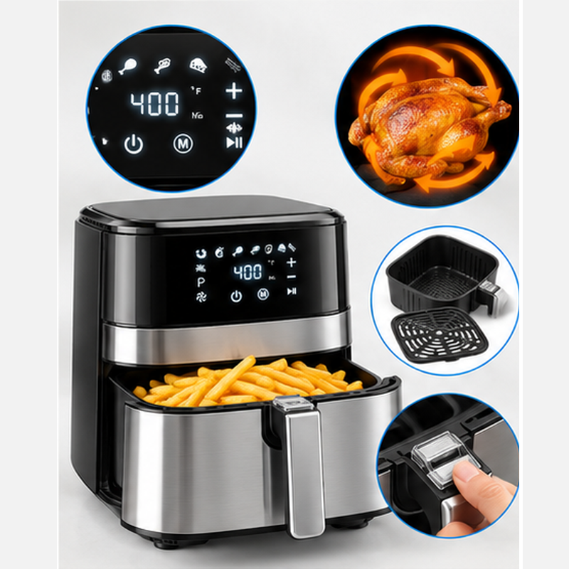 5.7L Air Fryer – Premium Stainless Steel, Mirror Finish