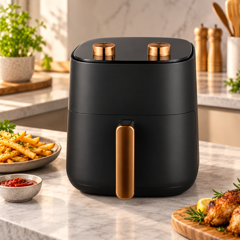 4.7L Manual Air Fryer – Black and Rose Gold