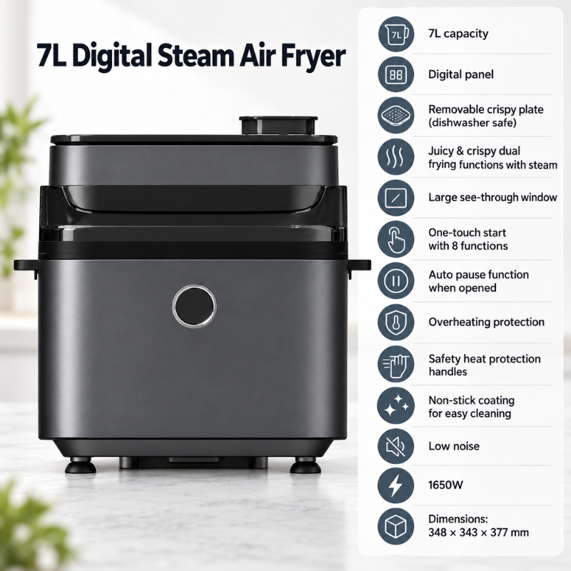 MULTIFLAVOUR 7L Digital Steam Air Fryer