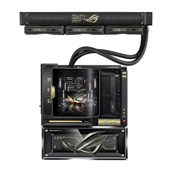 ROG Edition 20 Anniversary Gaming PC – Ryzen 9 9950X3D | ROG Astral RTX 5090 Edition 20 32GB | 96GB DDR5 6400MHz | 4TB NVMe | Windows 11 Pro | ROG GR20 Edition 20 Open-Frame Case