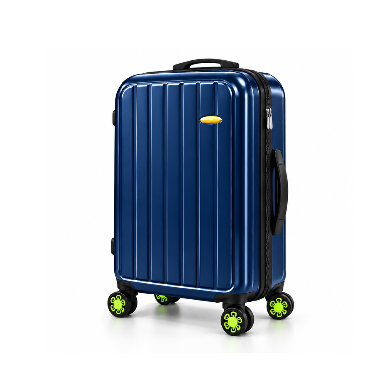 4-Piece Glossy Dark Blue ABS Hard Shell Luggage Set with Wheels – 20, 24, 28 and 32 Inch