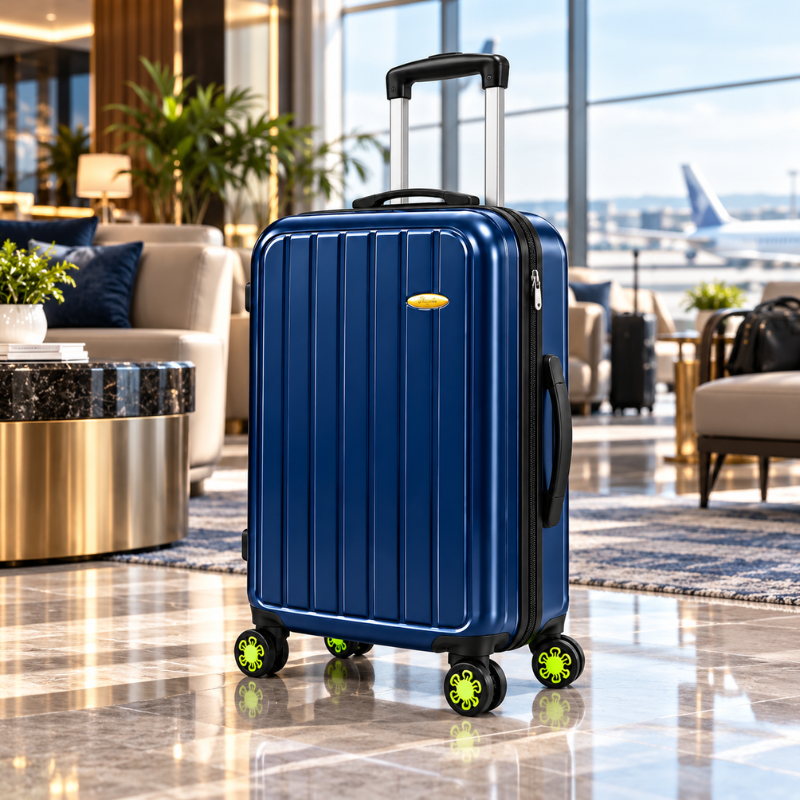 4-Piece Glossy Dark Blue ABS Hard Shell Luggage Set with Wheels – 20, 24, 28 and 32 Inch