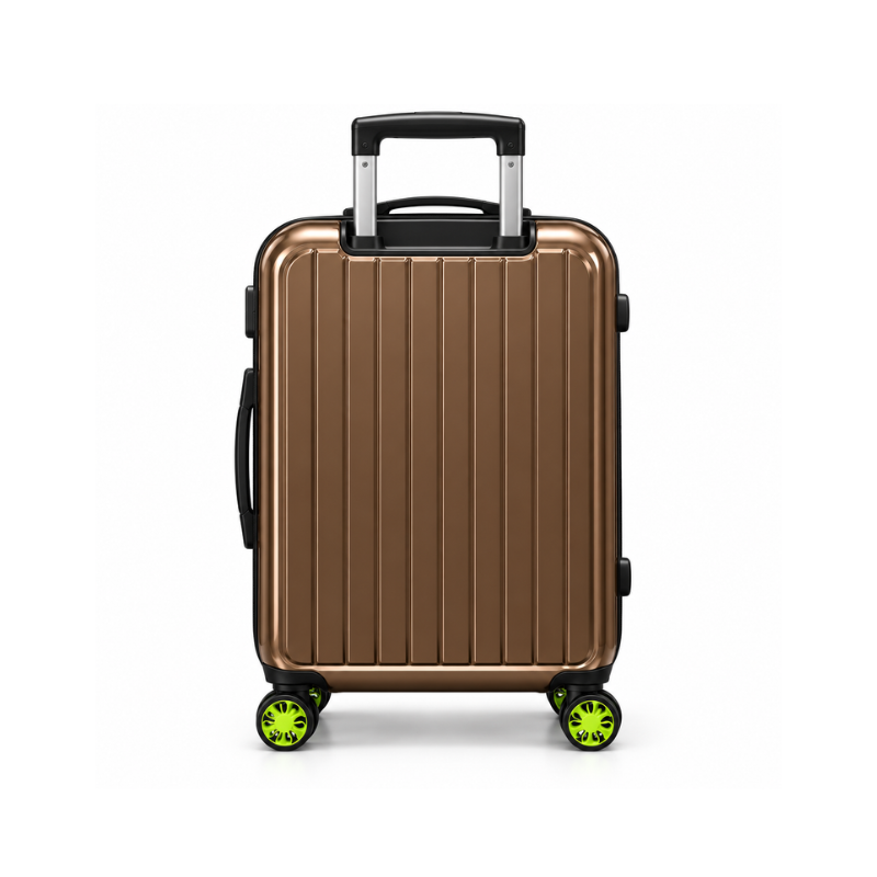 4-Piece Glossy Coffee Brown ABS Hard Shell Luggage Set with Wheels – 20, 24, 28 and 32 Inch