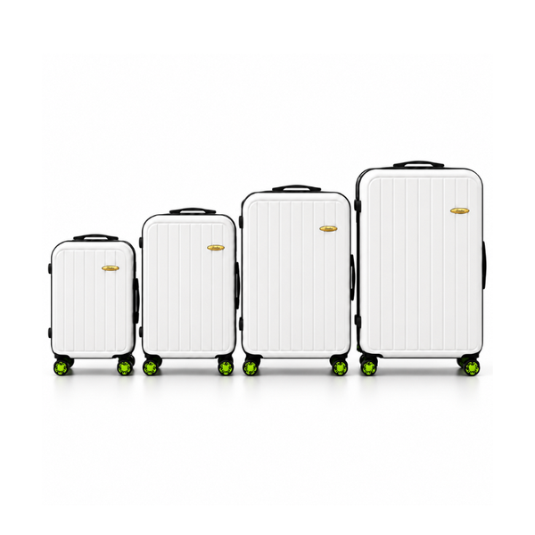 4-Piece Matte White ABS Hard Shell Luggage Set with Wheels – 20, 24, 28 and 32 Inch
