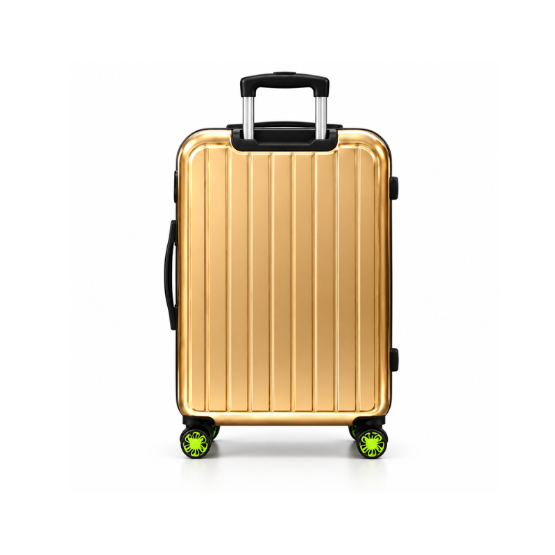 4-Piece Glossy Gold ABS Hard Shell Luggage Set with Wheels – 20, 24, 28 and 32 Inch