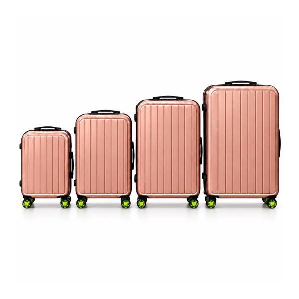 4-Piece Matte Rose Gold ABS Hard Shell Luggage Set with Wheels – 20, 24, 28 and 32 Inch