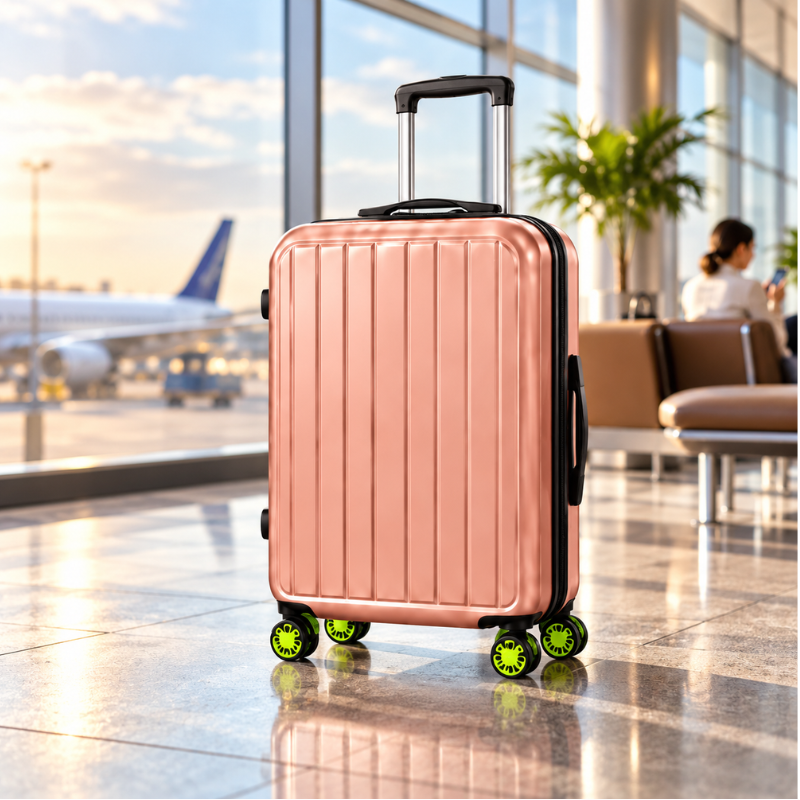 4-Piece Matte Rose Gold ABS Hard Shell Luggage Set with Wheels – 20, 24, 28 and 32 Inch