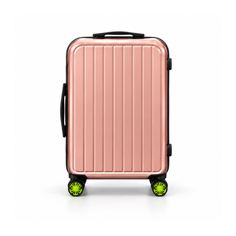 4-Piece Hard Shell Luggage Set with Spinner Wheels – Glossy Rose Gold, 20/24/28/32 Inch