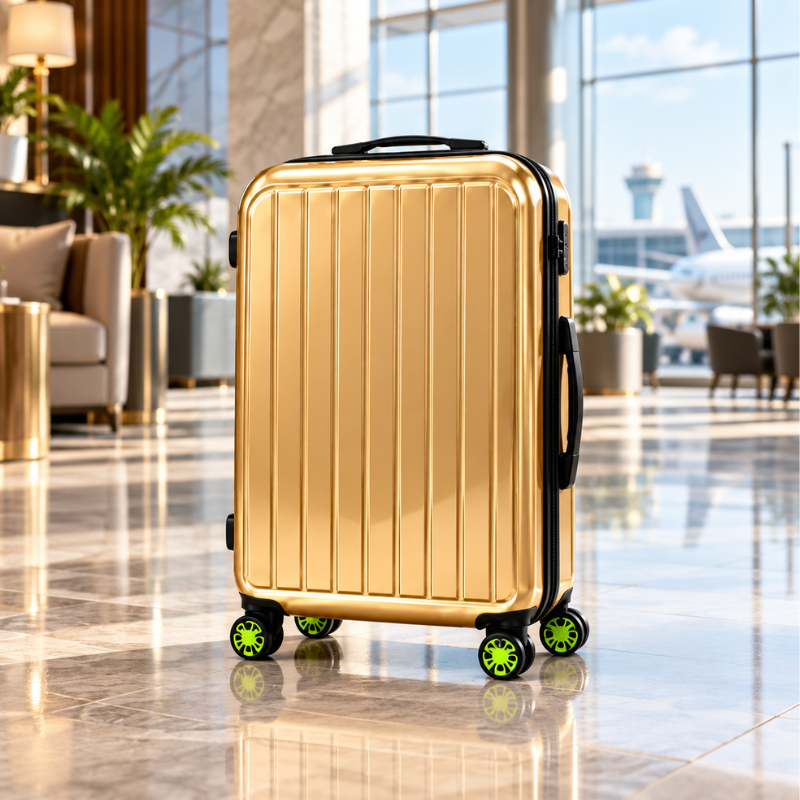 4-Piece Glossy Gold ABS Hard Shell Luggage Set with Wheels – 20, 24, 28 and 32 Inch