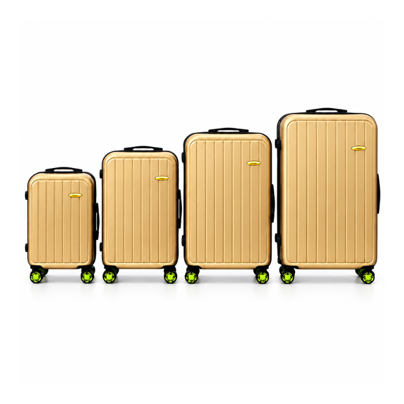 4-Piece Hard Shell Luggage Set with Wheels – Matte Gold, 20, 24, 28 and 32 Inch