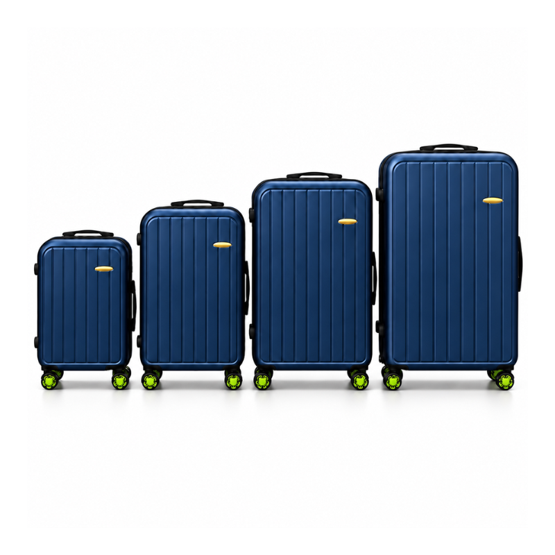4-Piece Hard Shell Luggage Set with Wheels – Matte Dark Blue, 20/24/28/32 Inch