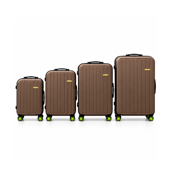 4-Piece Matte Coffee Brown ABS Hard Shell Luggage Set with Wheels – 20, 24, 28 and 32 Inch