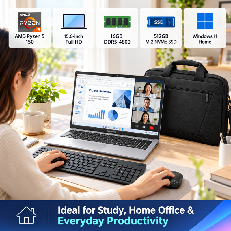 ASUS Vivobook 15 Ryzen 5 Laptop Bundle with Accessories