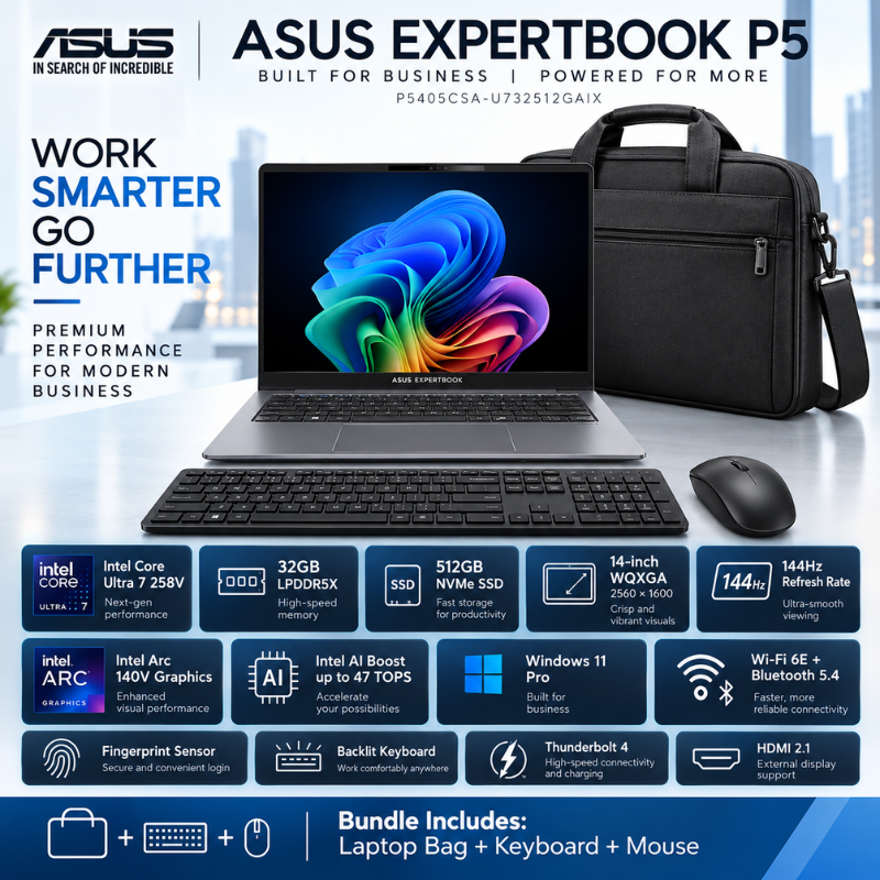 ASUS ExpertBook P5 Ultra 7 32GB 512GB Laptop Bundle