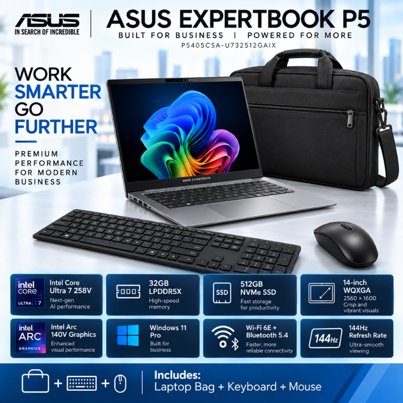 ASUS ExpertBook P5 Ultra 7 32GB 512GB Laptop Bundle