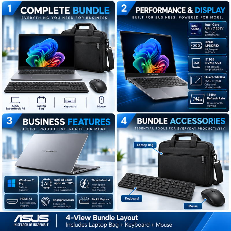 ASUS ExpertBook P5 Ultra 7 32GB 512GB Laptop Bundle