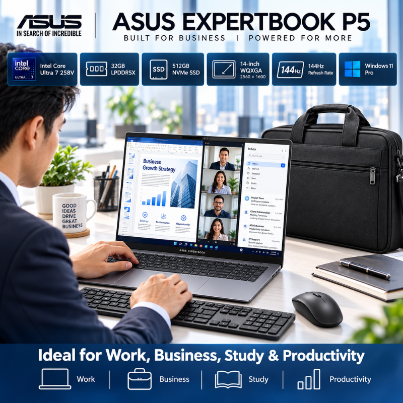 ASUS ExpertBook P5 Ultra 7 32GB 512GB Laptop Bundle