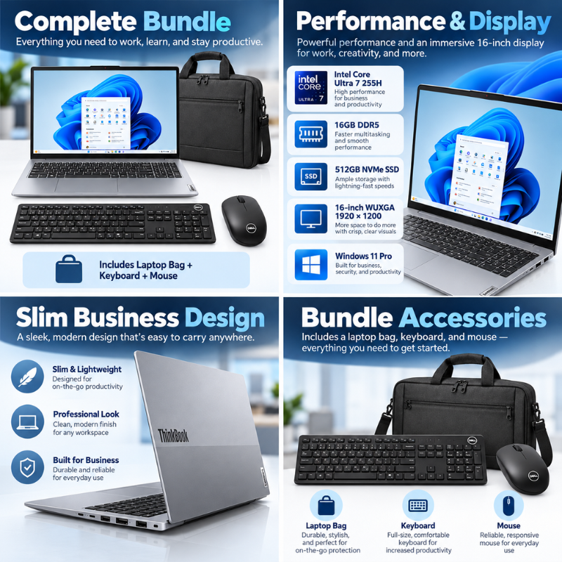 Lenovo ThinkBook 16 G8 Ultra 7 16GB 512GB Laptop Bundle