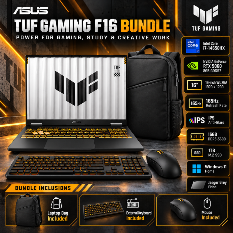 ASUS TUF Gaming F16 i7 RTX 5060 Laptop Bundle