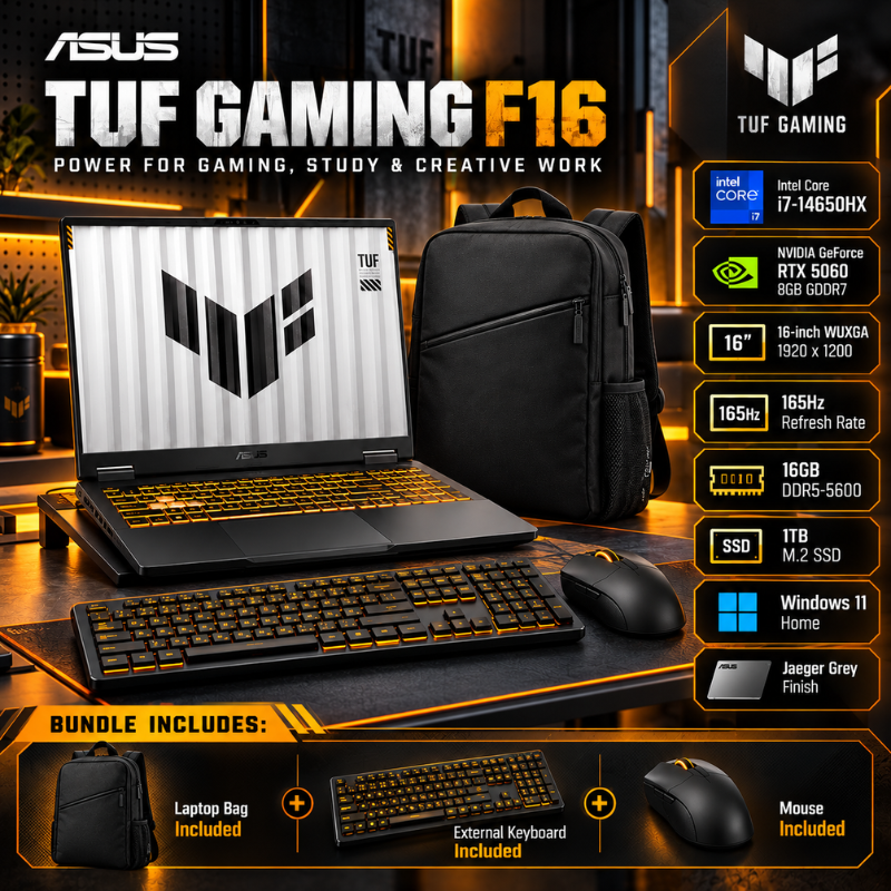 ASUS TUF Gaming F16 i7 RTX 5060 Laptop Bundle