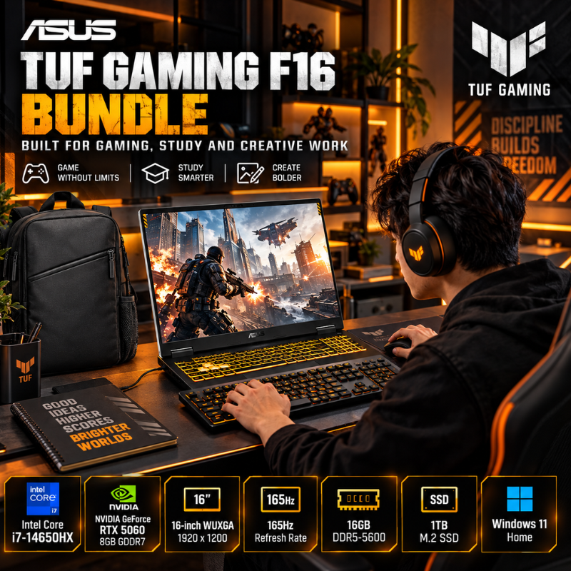 ASUS TUF Gaming F16 i7 RTX 5060 Laptop Bundle