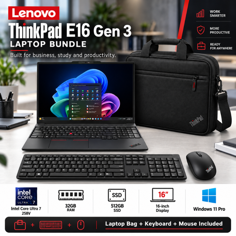 Lenovo ThinkPad E16 Gen 3 Ultra 7 Laptop Bundle