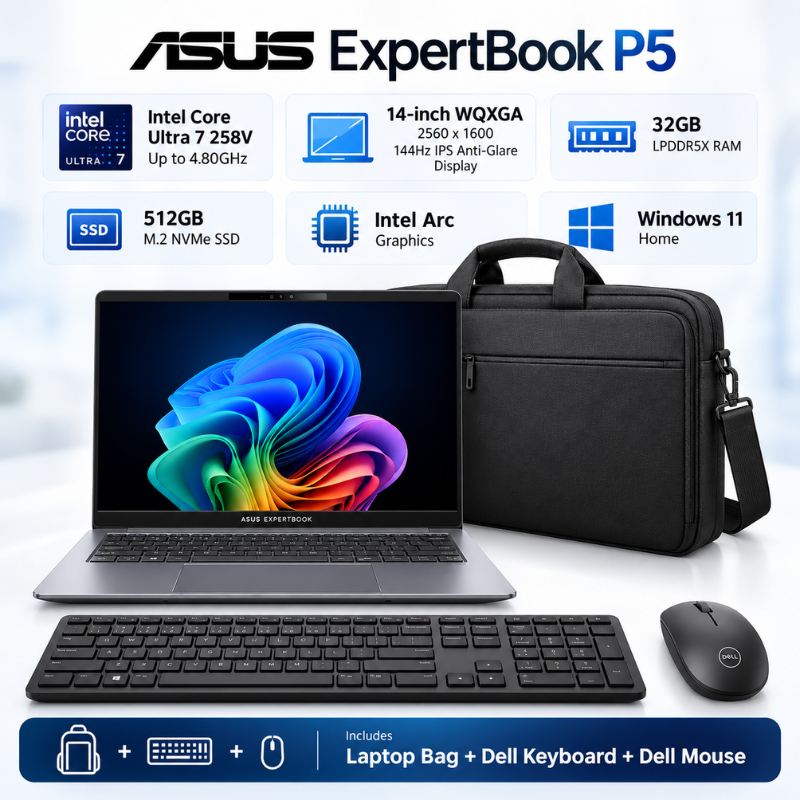 ASUS ExpertBook P5 Ultra 7 Laptop Bundle 32GB 512GB