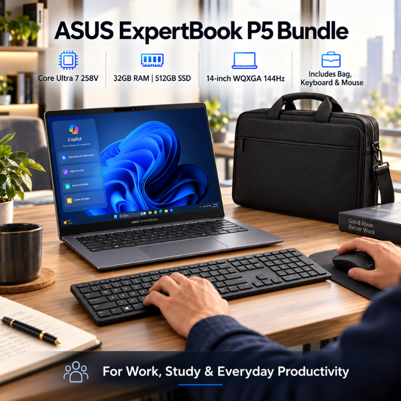 ASUS ExpertBook P5 Ultra 7 Laptop Bundle 32GB 512GB